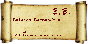 Balaicz Barnabás névjegykártya